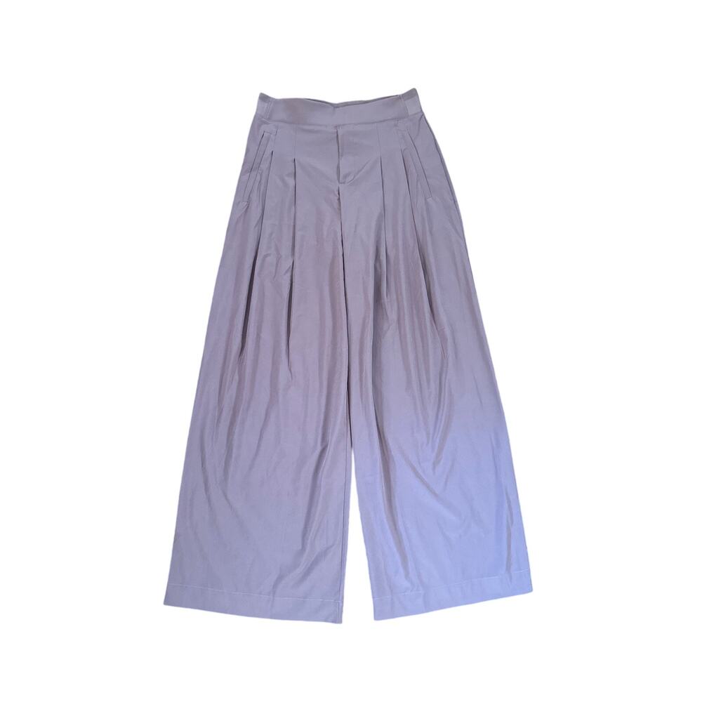 Women 2 Athleta 533436 Brooklyn Heights High Rise Pleated Wide Leg Pants Purple